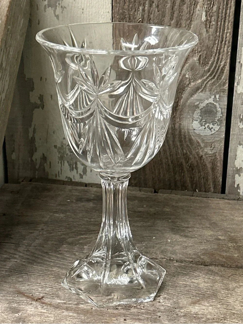 Vintage Shannon Crystal by Godinger Large Pedestal Goblet
